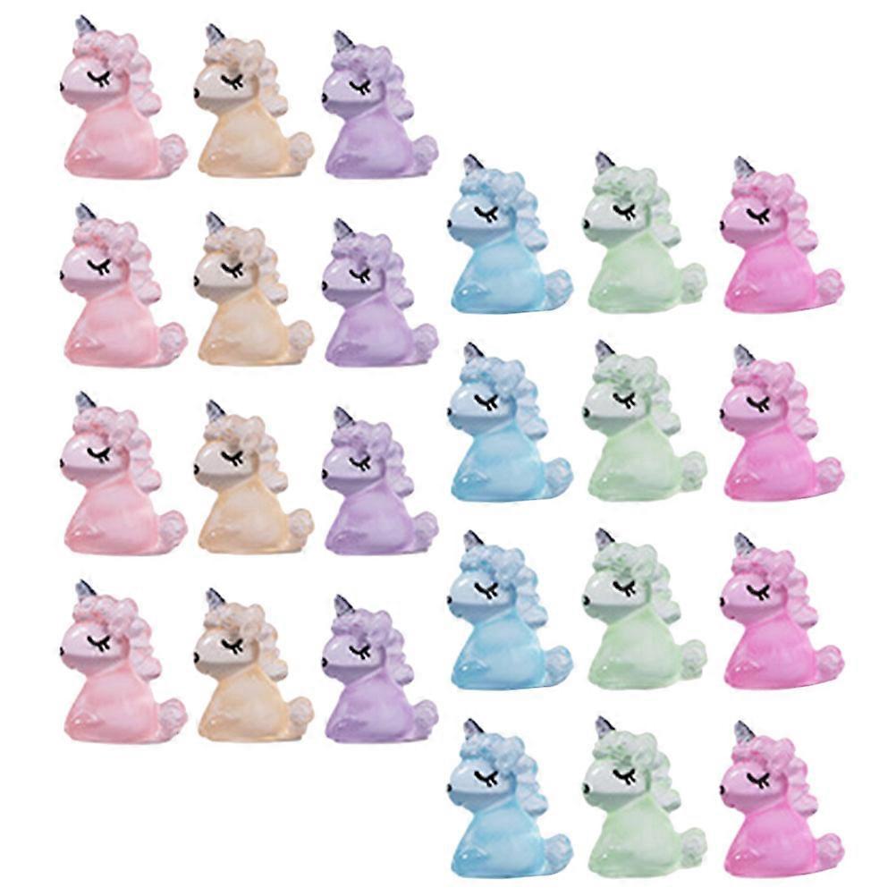 24Pcs Mini Resin Unicorn Statues Ideal For Children And Adults Garden Decoration Featuring Luminous And Realistic Design