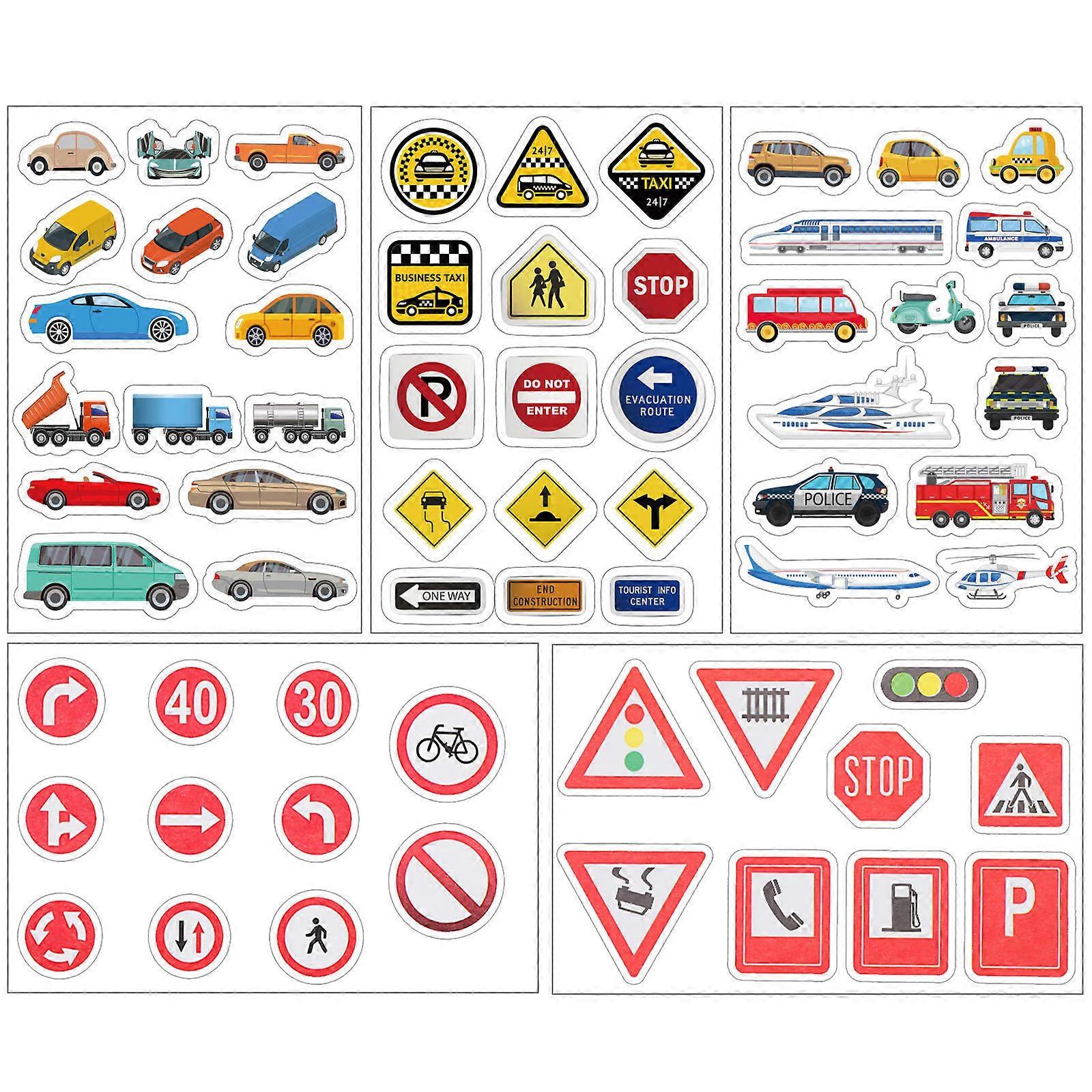 Educational Road Signs Stickers Decorative Paper Stickers for Laptops Notebooks Assorted Color 1 Set