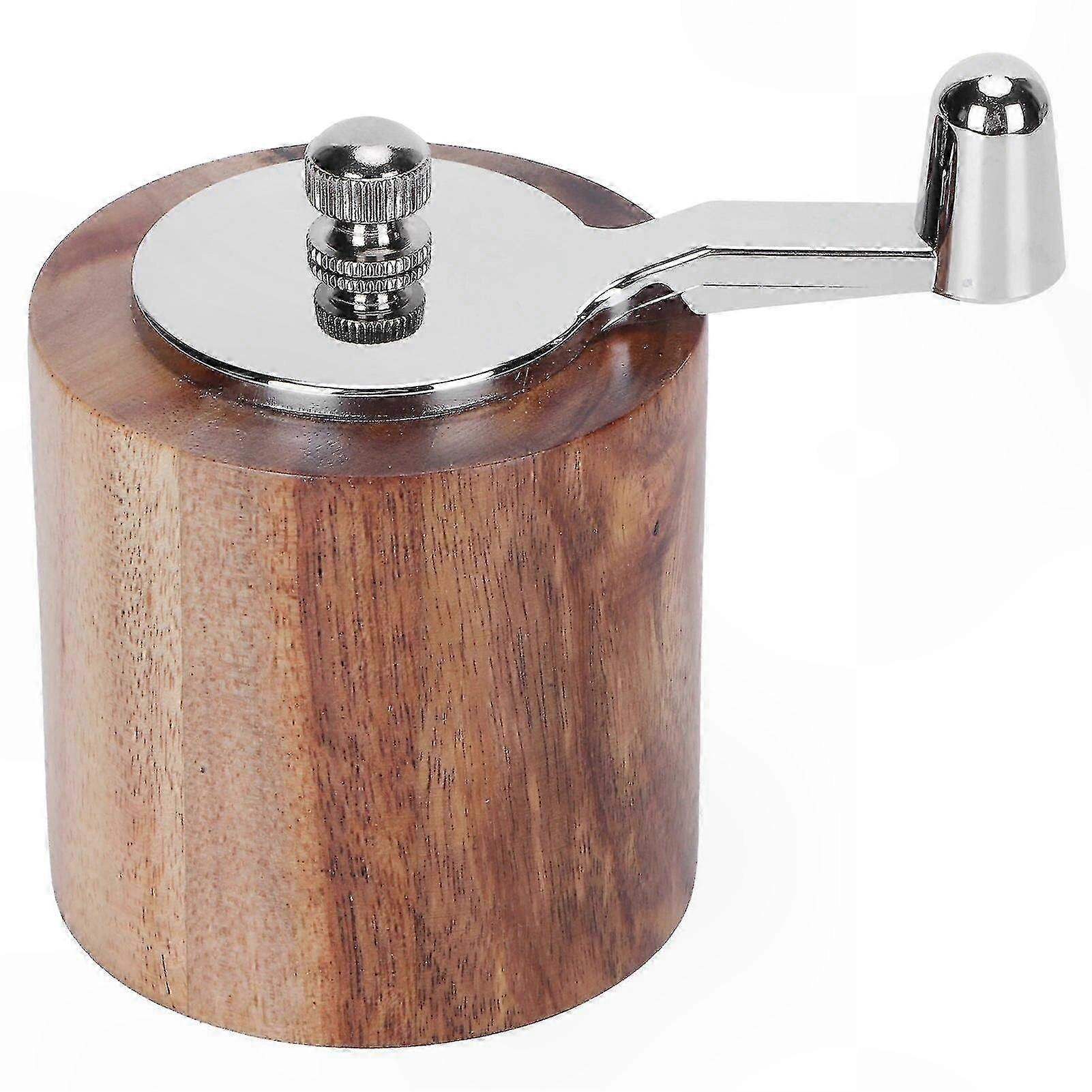 Adjustable Wooden Spice Mill for Peppercorns and Herbs with Ergonomic Handle for Kitchen Use