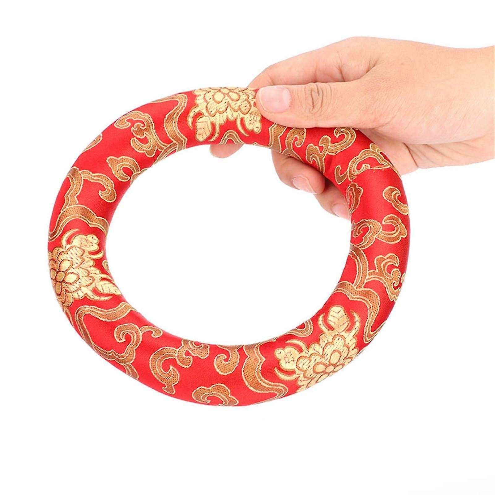 Sticked Song Bowl Cushion for 7-10 Inch Bowls, Delicate Design, Enhances Sound Quality, Yoga and Mindfulness, Red