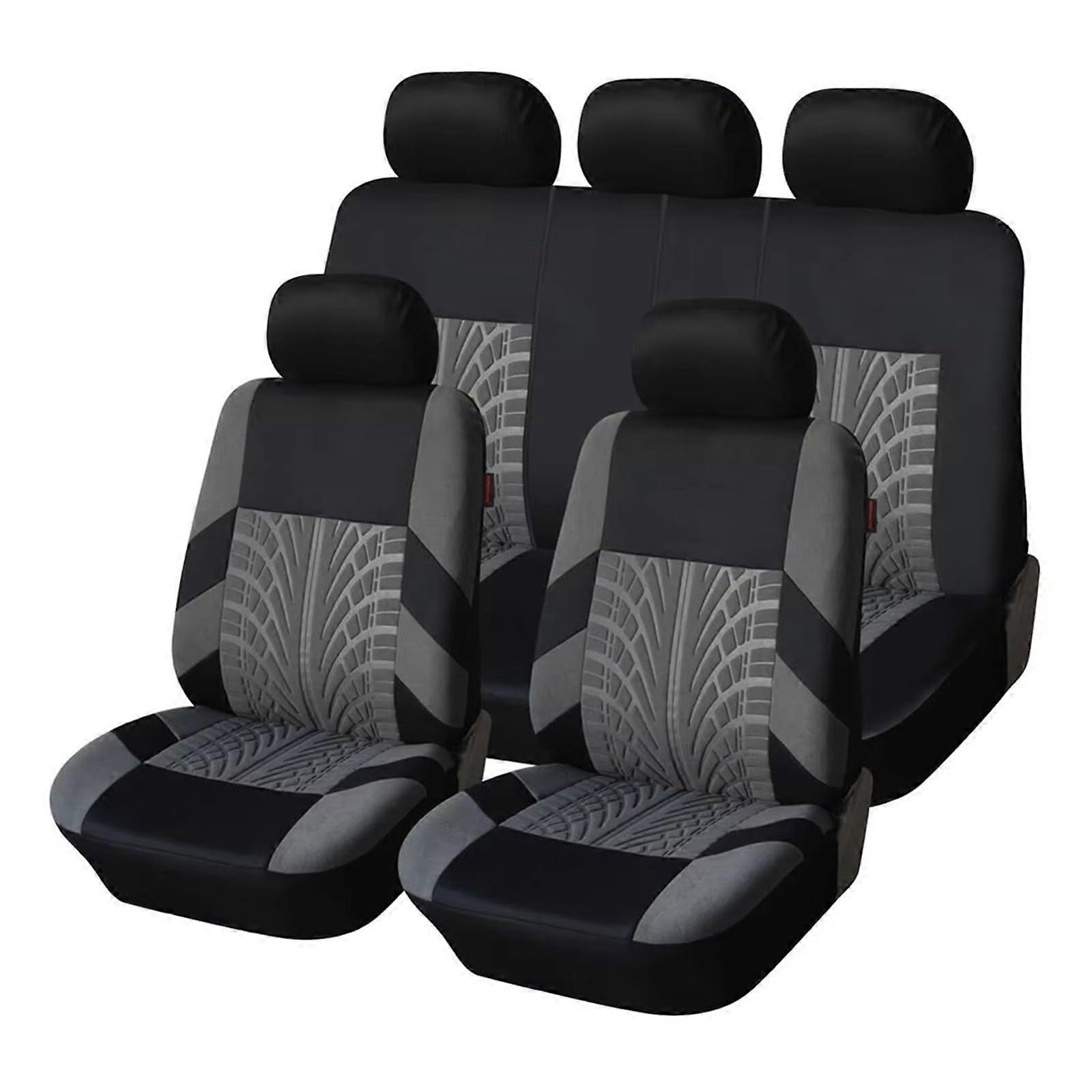 Car Seat Set with Embroidery, Universally Fit for Most Vehicles, Gray, Year-Round Car Seat Protection