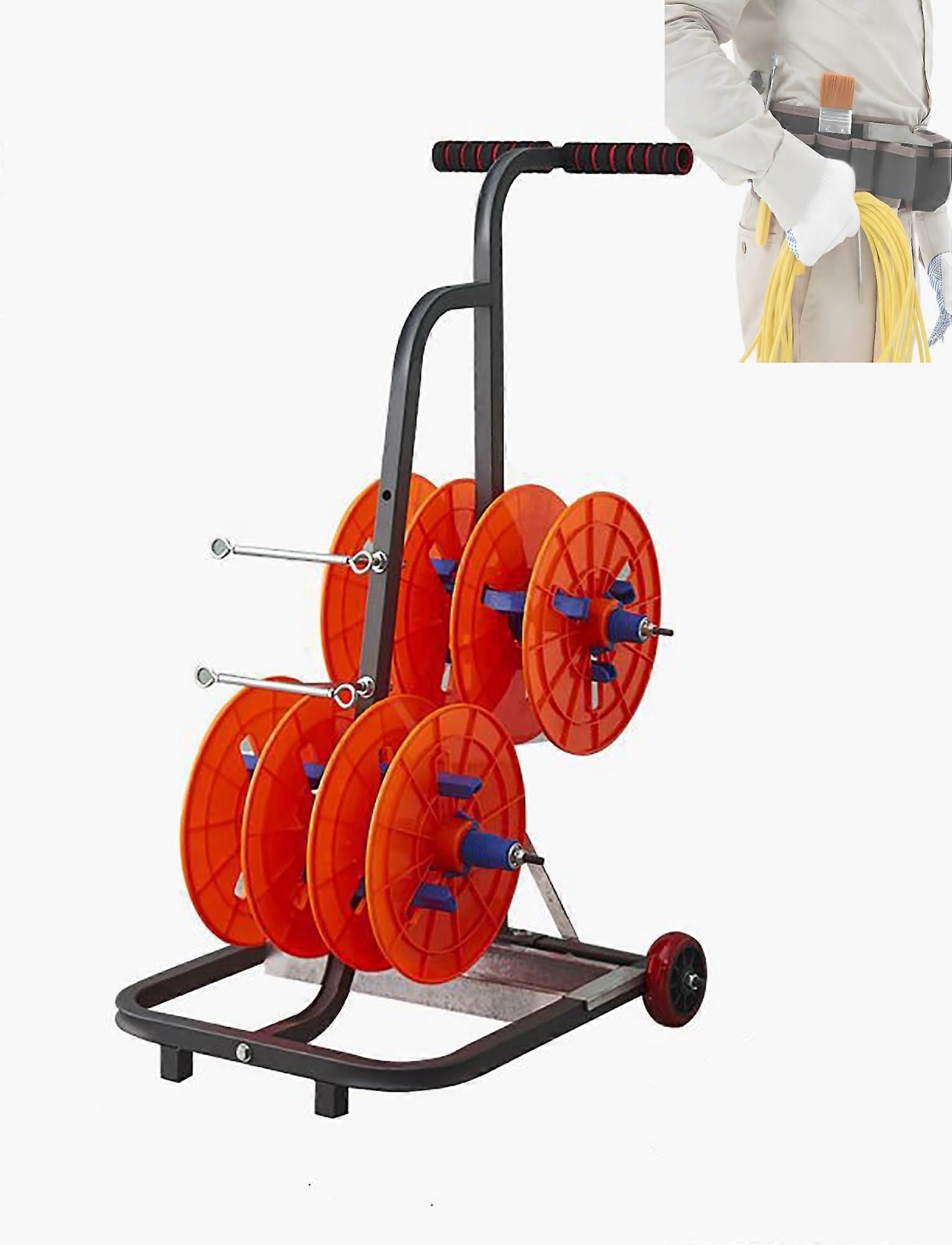 Wire Spool Stand with Wheel, Electric Wire Spool Stand, Spool Storage Holder (4reel)