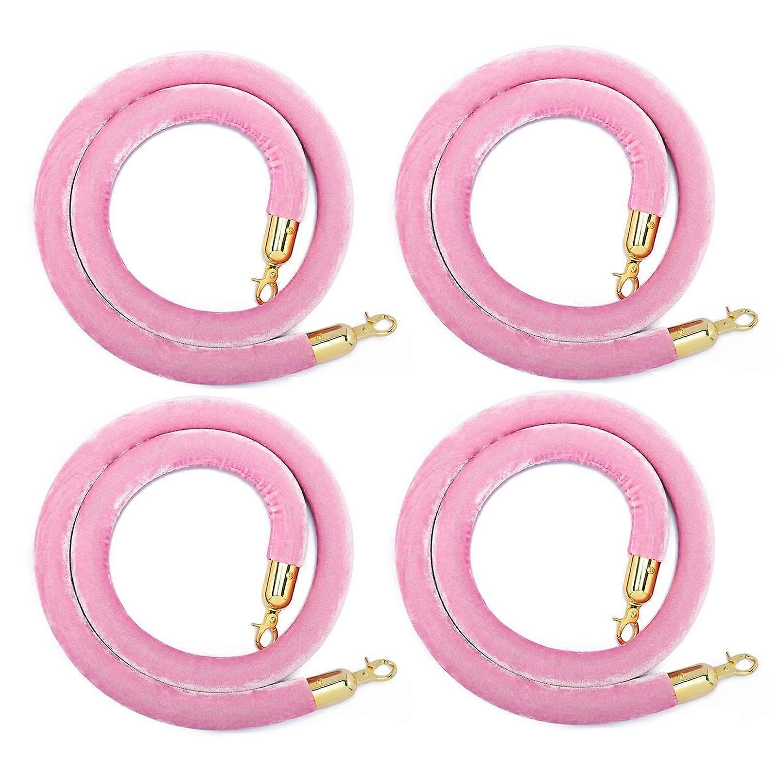 Rungenseil Rope Barrier For Grand Openings With VIP Sign Pink Hanging Queue Rope With Soft Foam Core And Snap Ends 120cm