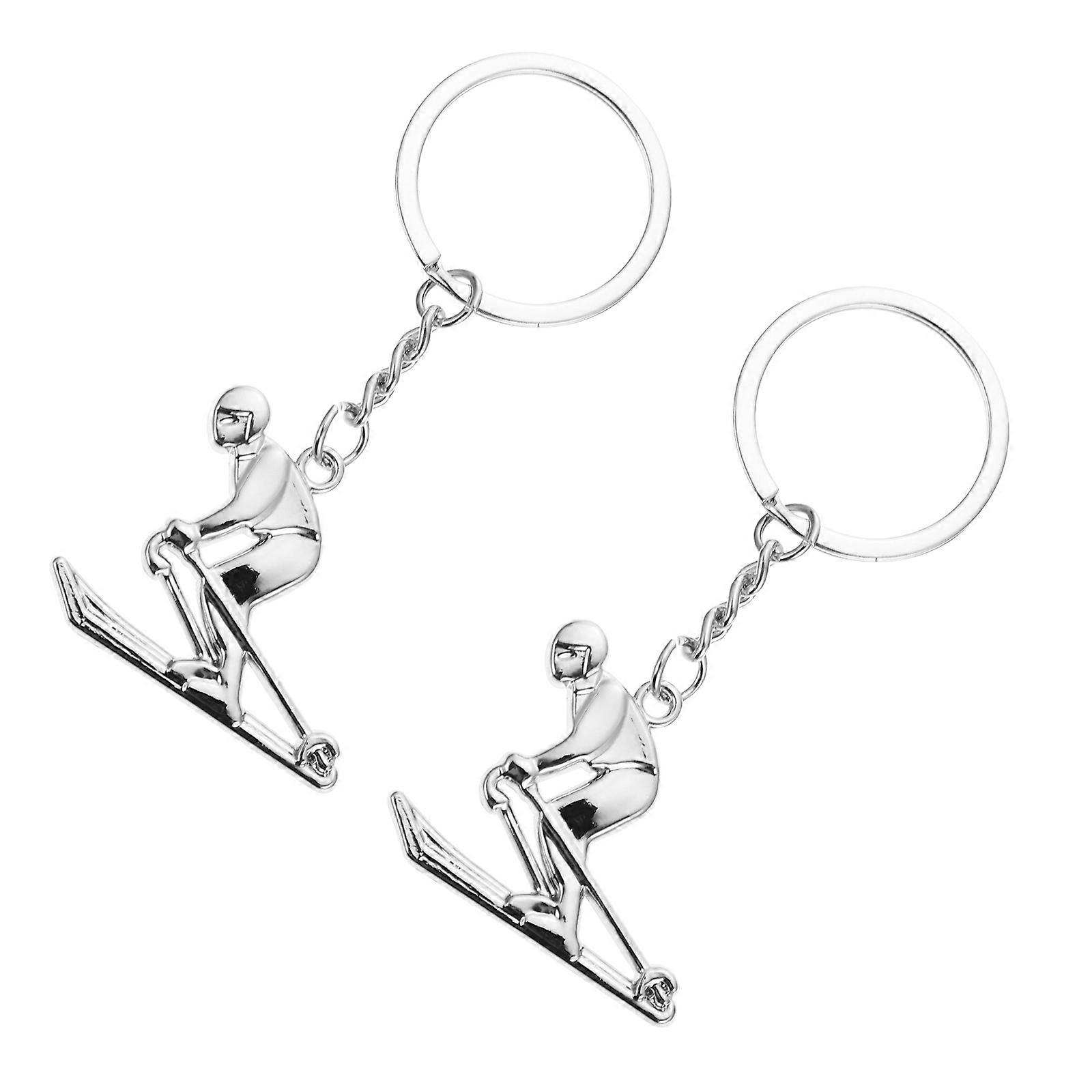 Ski Race Key Chain Pendant Durable Alloy Skiing Themed Key Ring Backpack Charm for Snowboard Lovers Gift