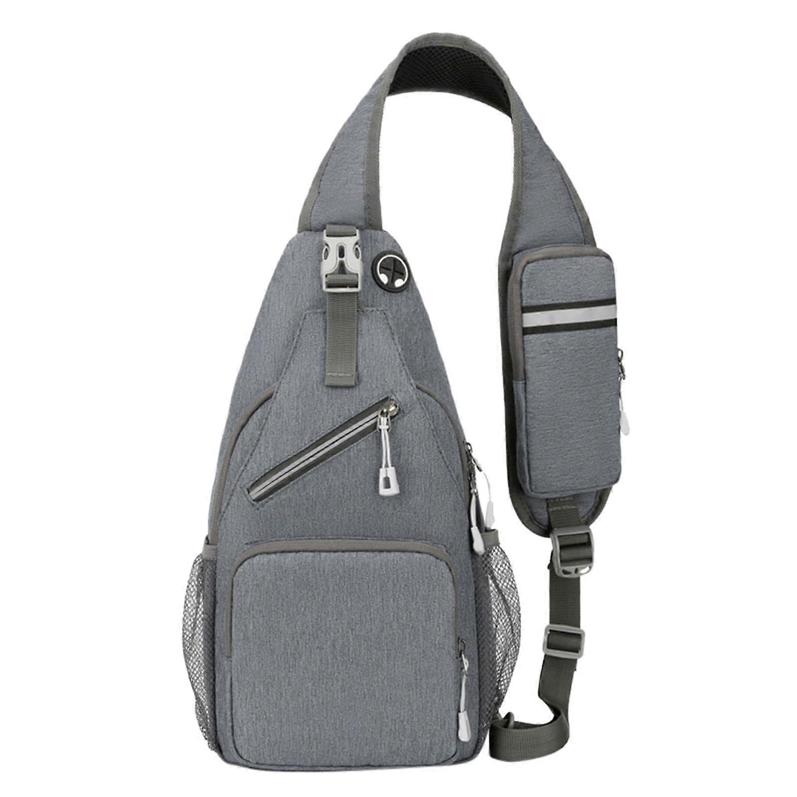 Bauchtasche Sport Hüfttasche für Damen Herren mit Breitem Schultergurt Grau Klein Wandern Gürteltasche Crossbody 01