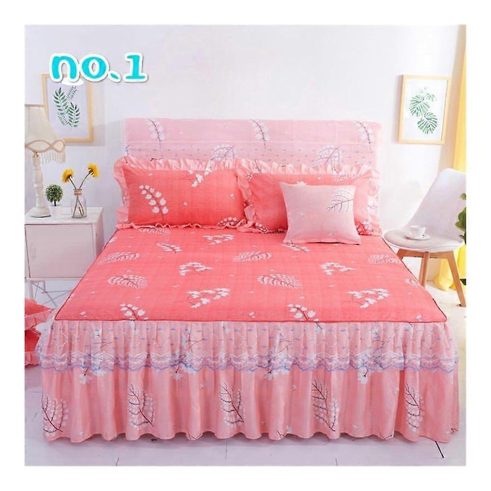 Elegant bed skirts with floral patterns, lace trim, bed covers (150x200cm)