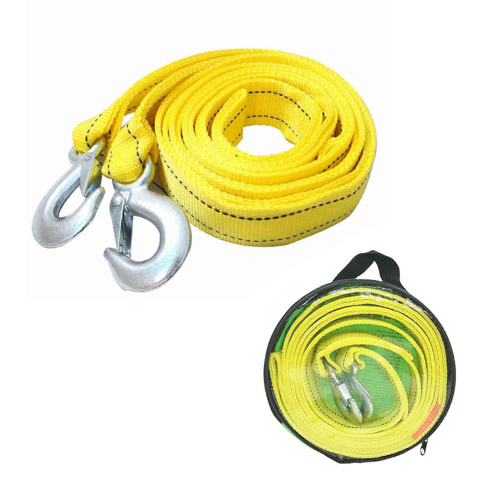 Tow Rope, Trailer Strap, Double Tow Rope, 5 Tons, 4 Metre Tow Strap, Tow Rope Nylon Tow with Two Safety Ring Hooks, Winch, Rope for Recovery Tow