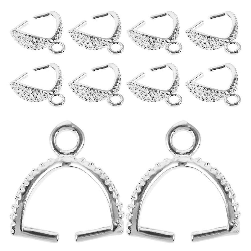 10pcs DIY Copper Charms Pendant Connectors for Jewelry Making Metal Clasp Bails for Necklaces and Bracelets Pinch Bail with Rhinestone Charm Necklace 