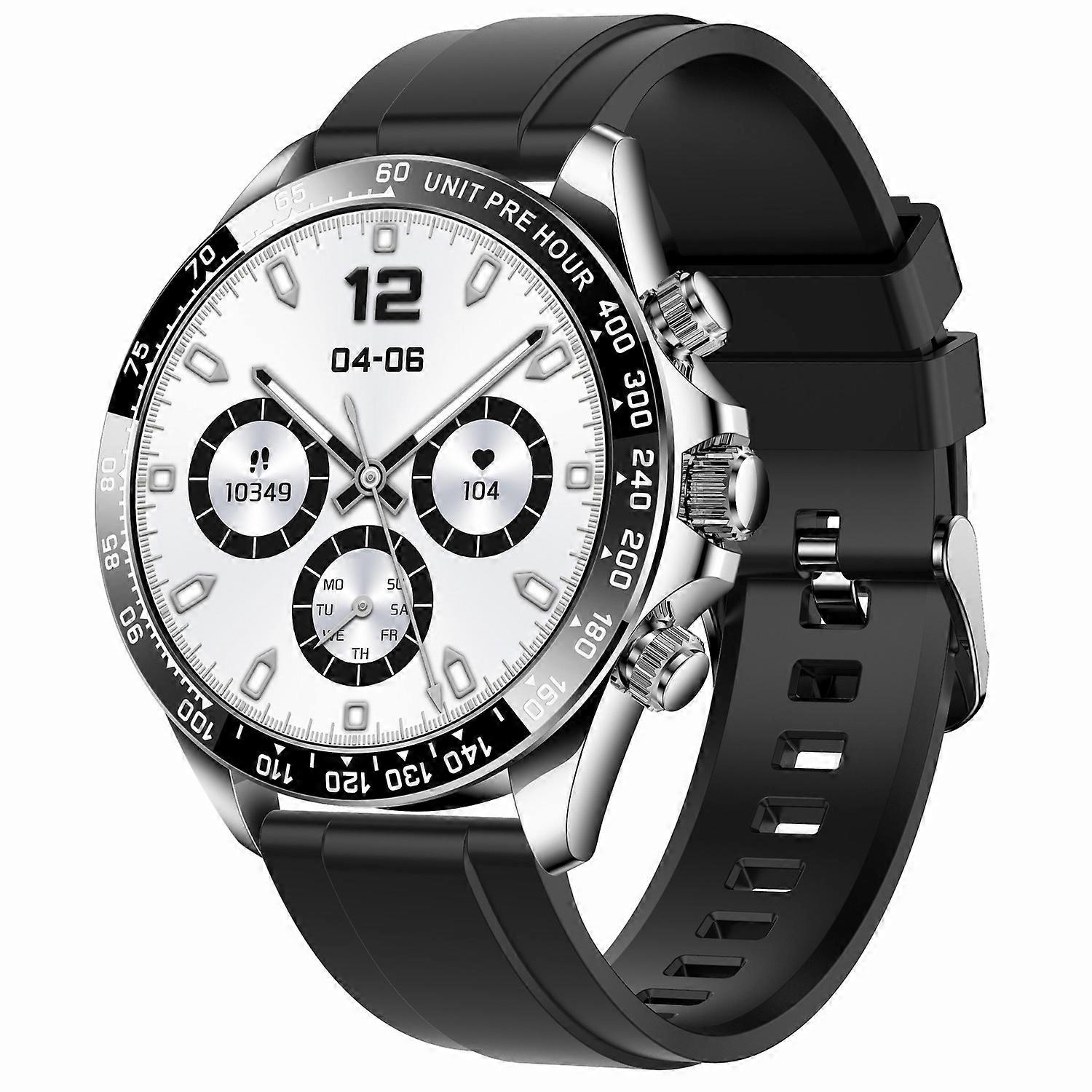 AK63 AMOLED Screen Smart Watch Bluetooth-compatible Call Wrist Bracelet with Silicone Strap - Silver