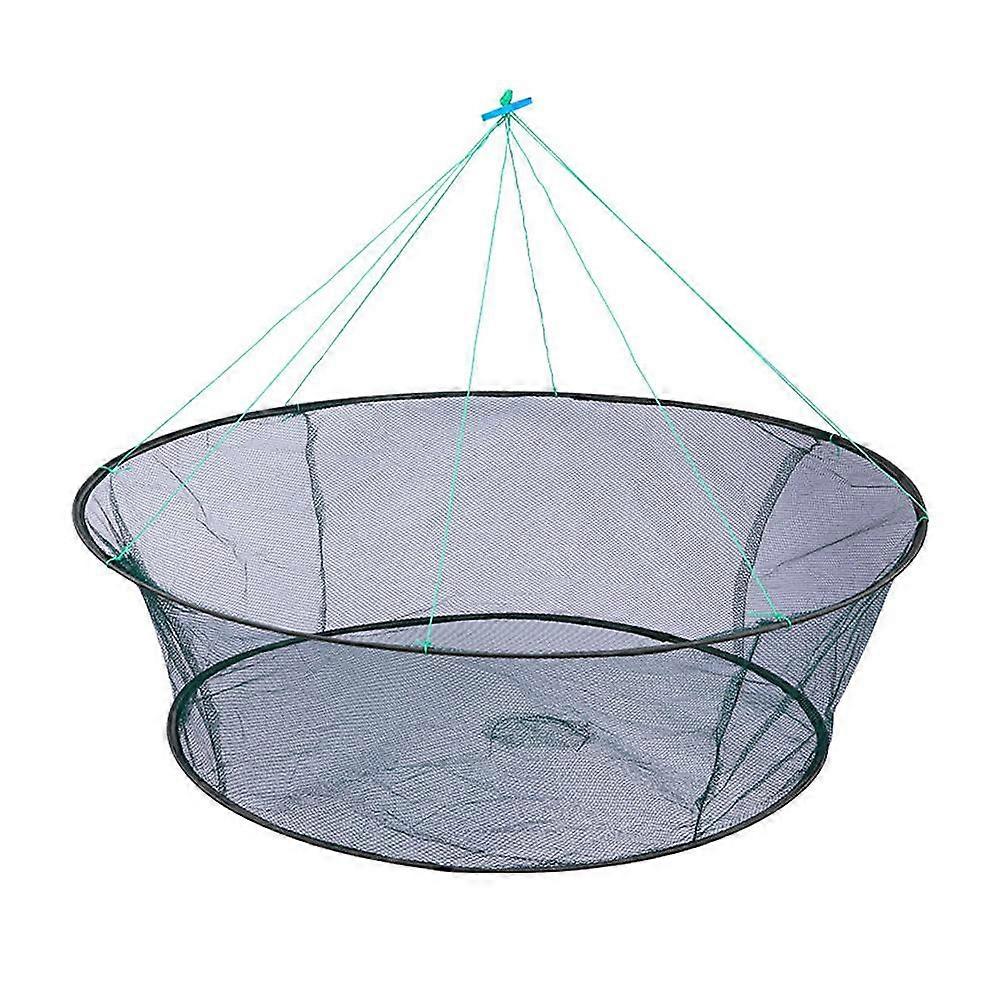 Folding Drop Fishing Net 80x60cm Loose Mouth Shrimp Catcher with Bait Bag Portable for Multiple Aquatic Species Easy Storage