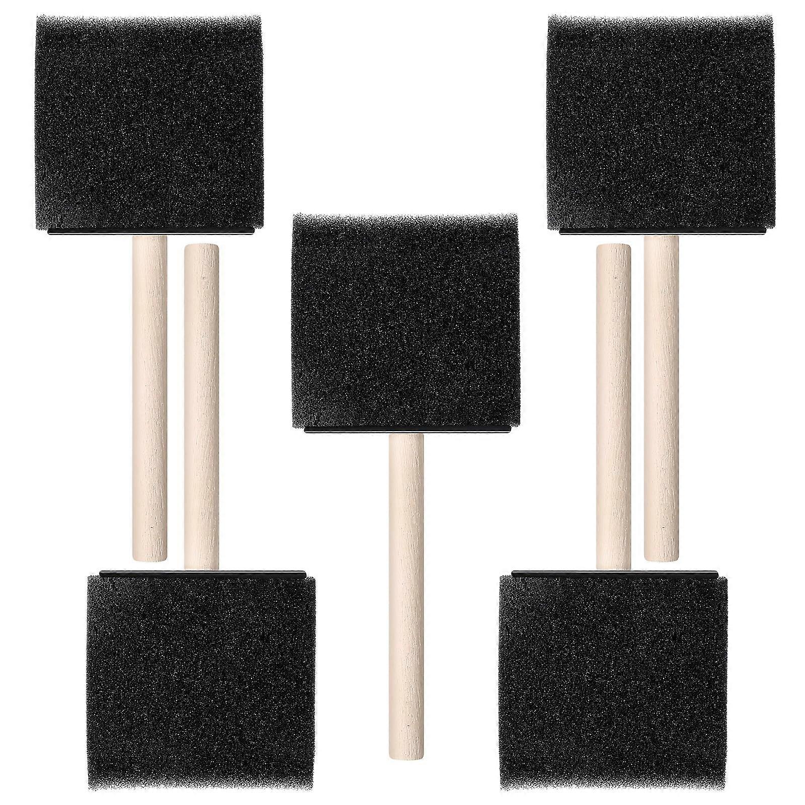 3 Inch Foam Brushes Set - 5 Pcs Sponge Paint Brushes with Wood Handles for Painting, Staining, DIY Crafts