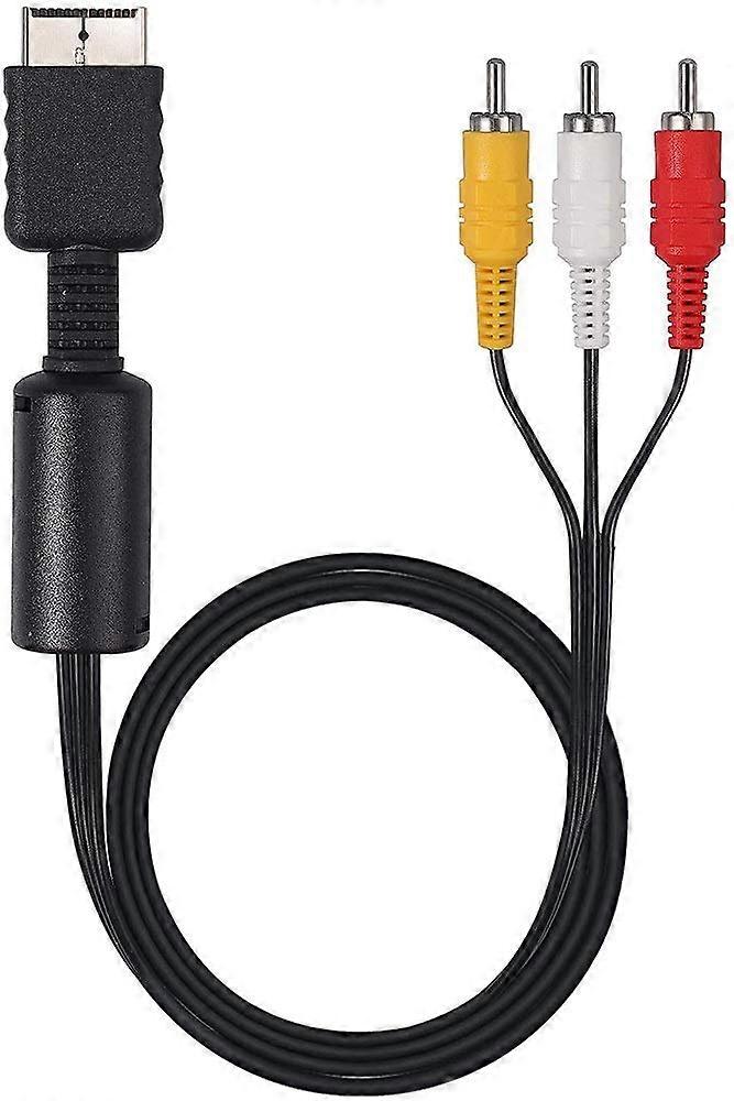PS2 PS1 PS3 to AV Cable 6ft AV Cable Compatible for Playstation 1 2 3  AV Cable  Black