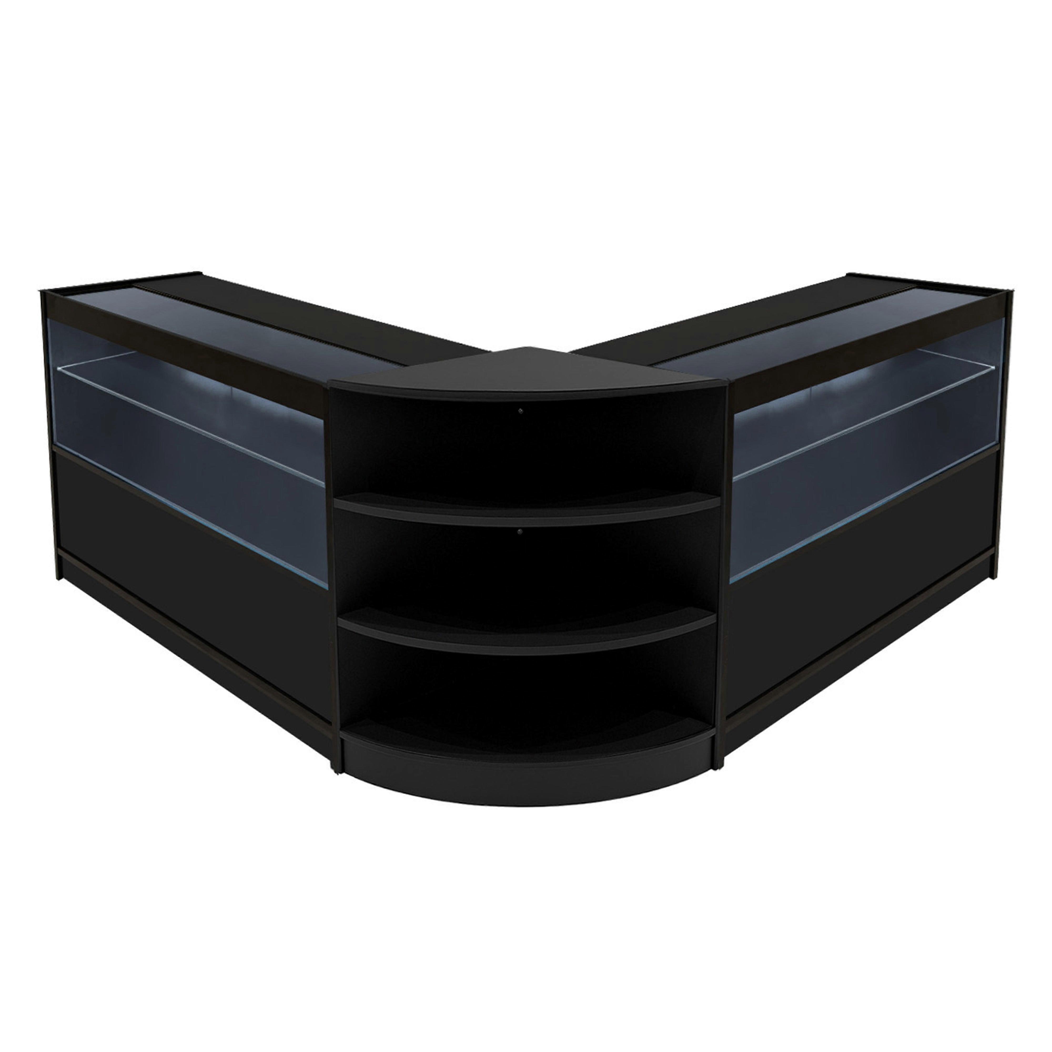 Black Shop Counter Set Andromeda LED Light C1200 LM60 120cm 60cm W Lockable Sliding Doors Keys 3