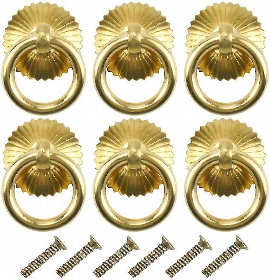 6pcs Vintage Cabinet Handles, Drawer Ring Pulls for Furniture Hardware
