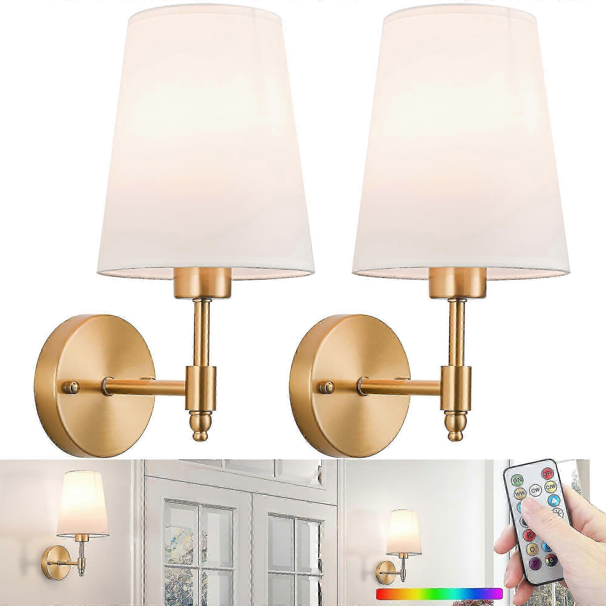 Battery-Powered Wall Sconces, Set of 2, Cordless Design, Easy Installation with No Wiring Required