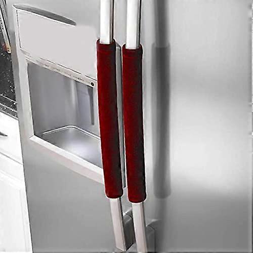Fridge Door Handles Cover Set - Red Refrigerator Handle Gloves for Kitchen Appliances (2 Pieces)