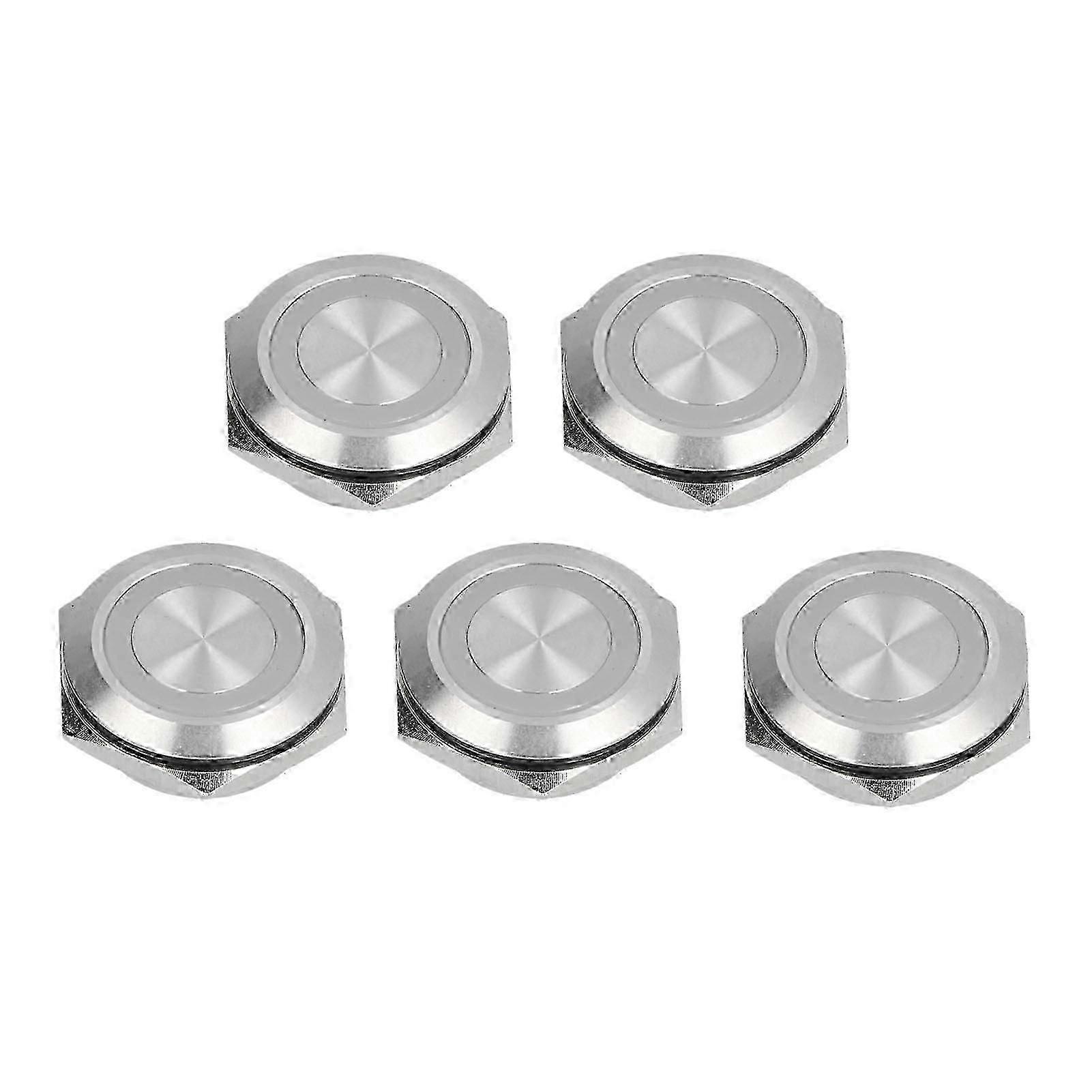 5Pcs Momentary Push Button Switch Metal Auto Reset Ultra Thin Waterproof with LED 25mmDC12~24V Yellow