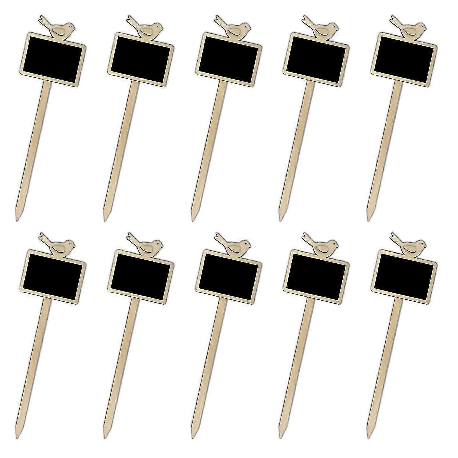 10個の植物看板小さな黒板看板木植物ステークメッセージボード看板庭の装飾のための黒板ラベル