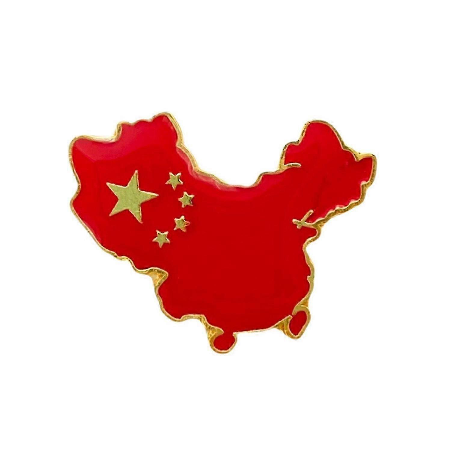 中国赤旗地図形状ブローチ建国記念日国旗ブローチピンスーツセーターバッジ衣類-良い
