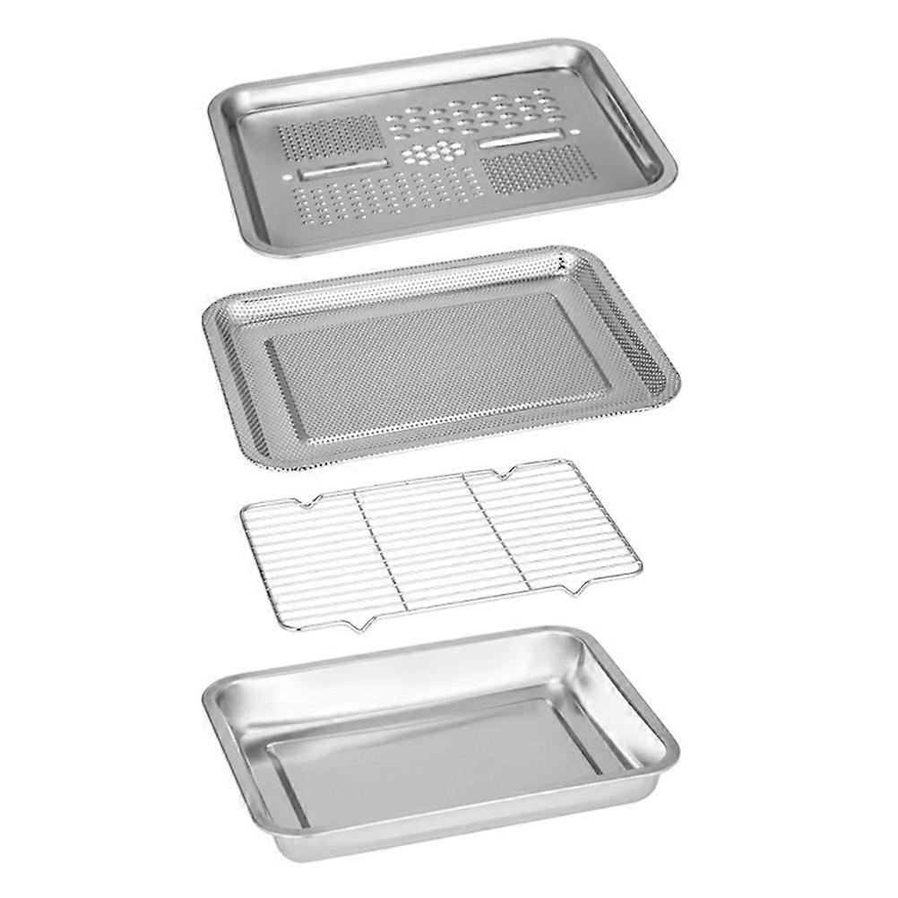 Storage Set Rectangular Kitchen Tools Stainless Steel Silver for Cooking 4 Pcs