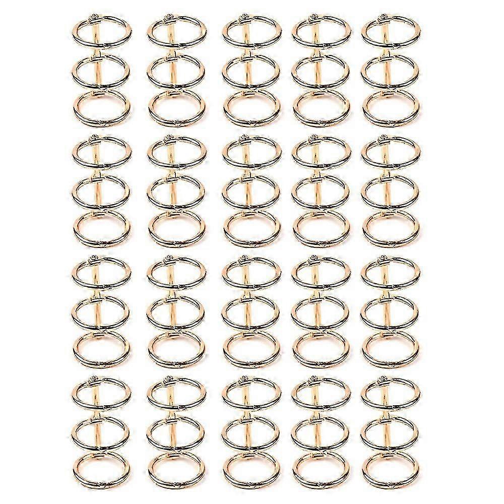 20 Piece 3-Ring Gold Book Rings with Snap Split Hinges & 20mm Inner Diameter for Office Use