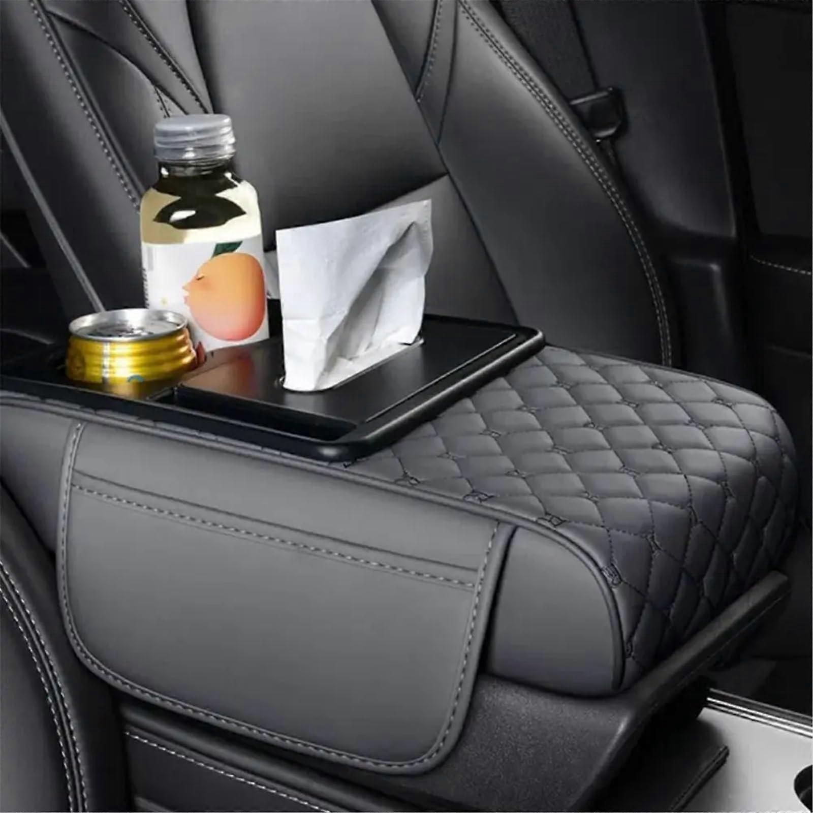 Armrest Storage Box with Cup Holder and Side Storage Pockets for Car Center Console - Elbow Support Cushion Style 4