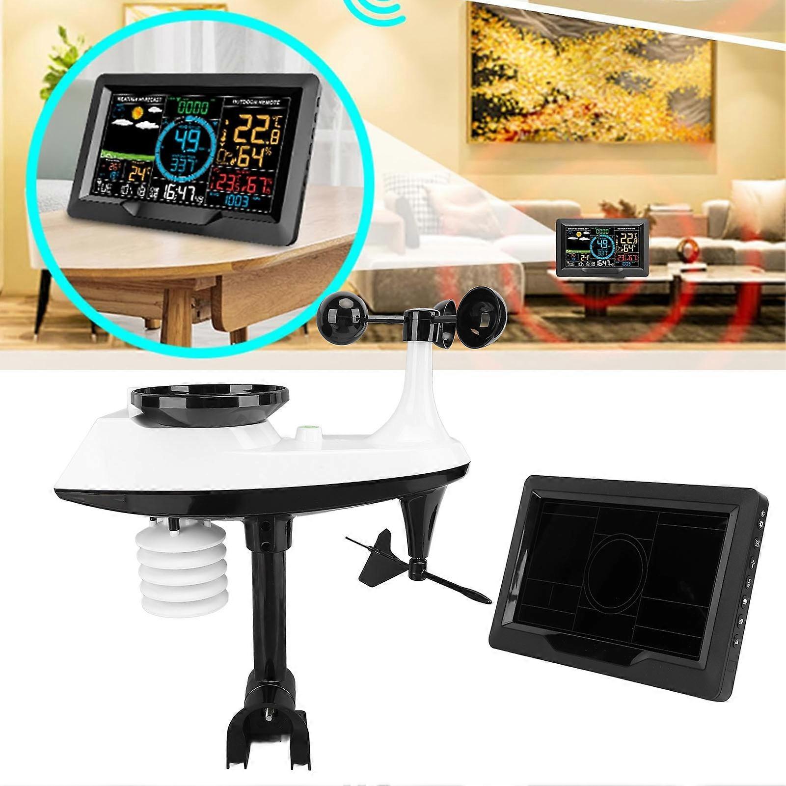 Weather Forecast Clock with Rain Gauge, Wind Sensor, LCD Display