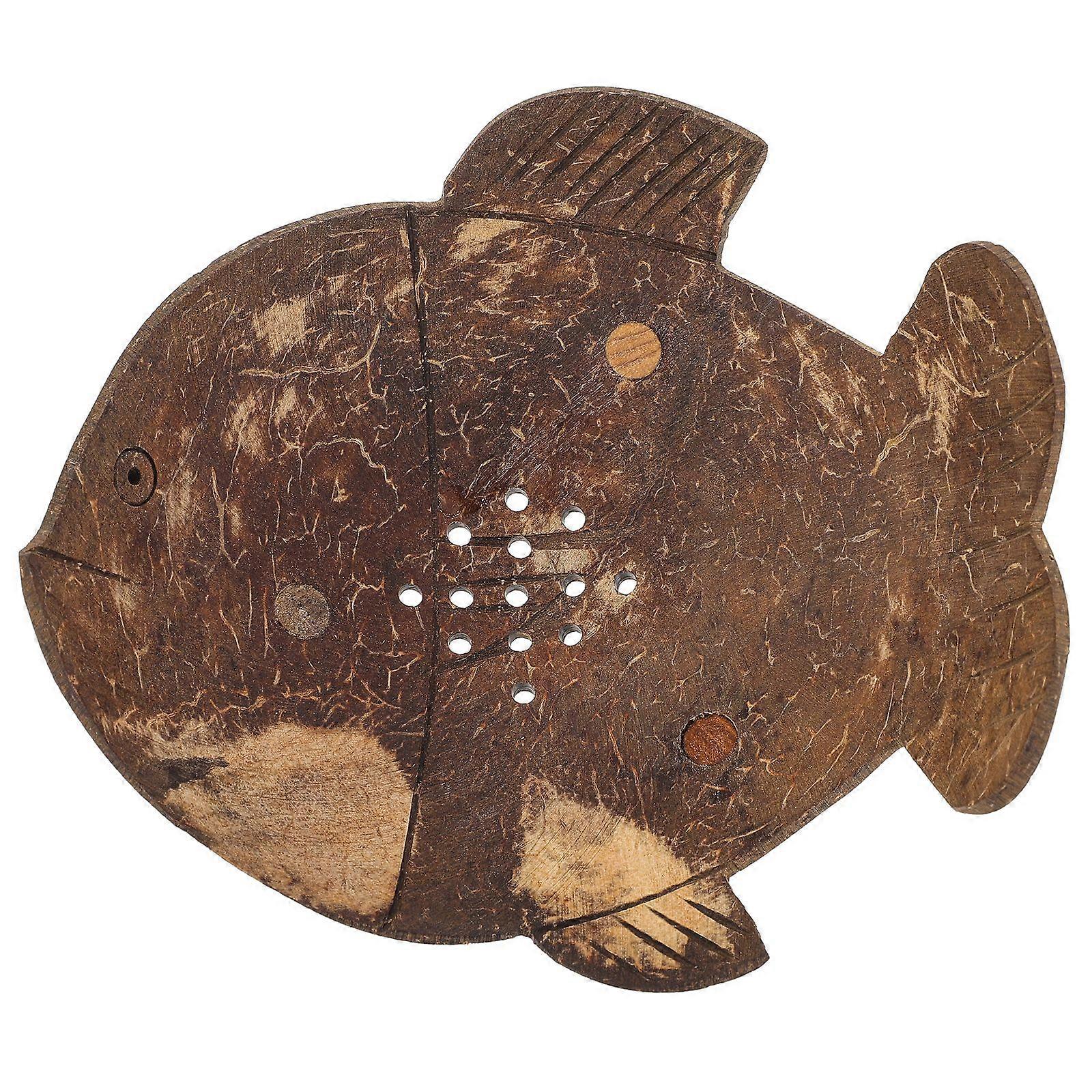Coconut Shell Soap Dish Soap Holder Shower Bar Shampoo Holder Soap Container (Fish Style)