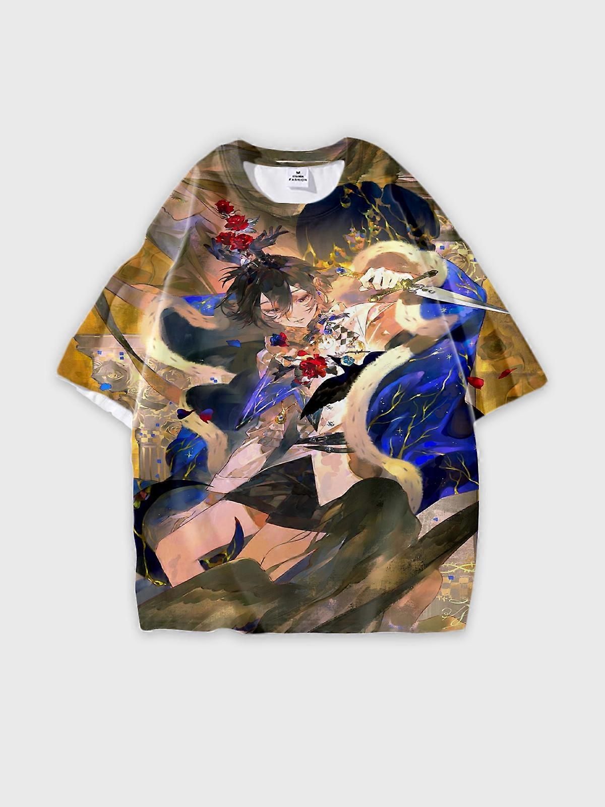 T-Shirt Short Sleeve Round Neck, Summer Casual Loose Graphic Tee, Unisex Pattern U2691