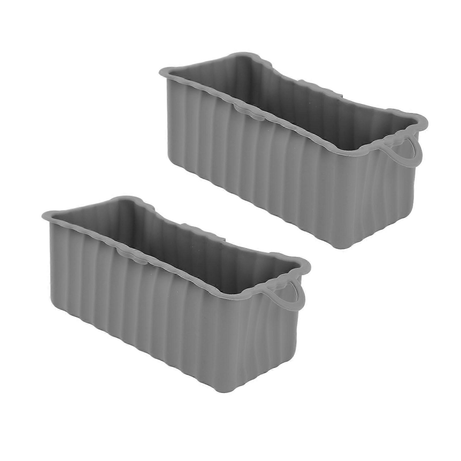 2PCS Silicone Grease Drip Pans 22.8x8.9x7.2cm Grey Reusable