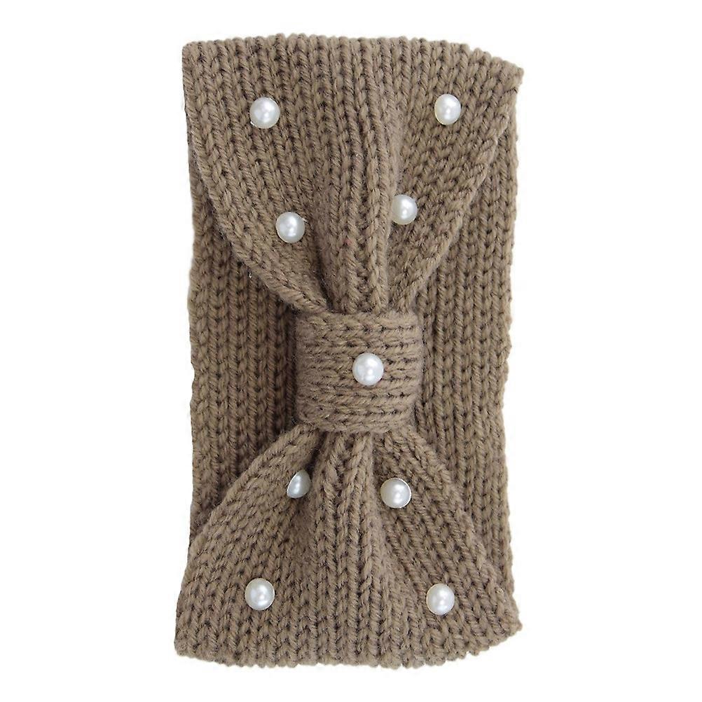 Crochet Headband for Women in Khaki Woolen Material Perfect for Outdoor Decoration and Winter Use One Size Fits Most