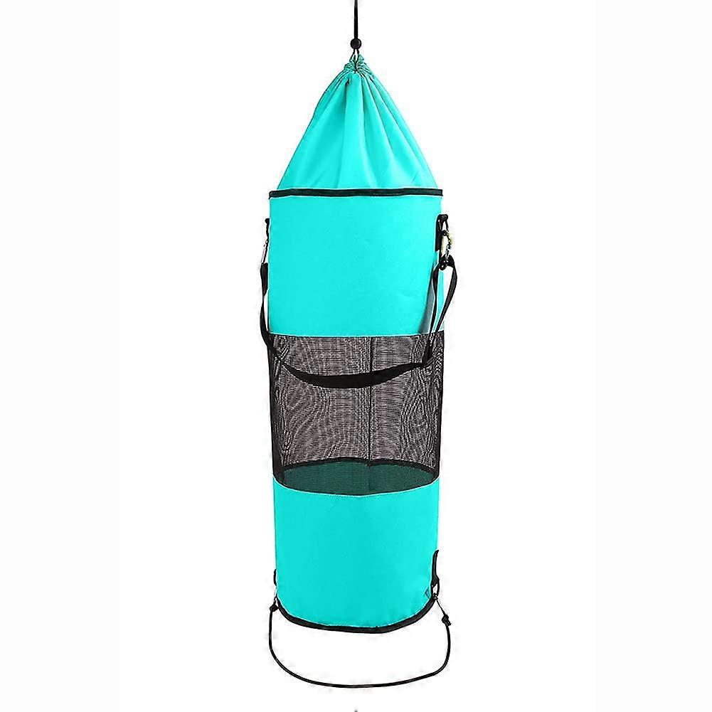 Boat Bin Container Portable Mesh Boat Bin Bag Washable Hanging Bin Trash Bag for Kayak Camper Storage Blue