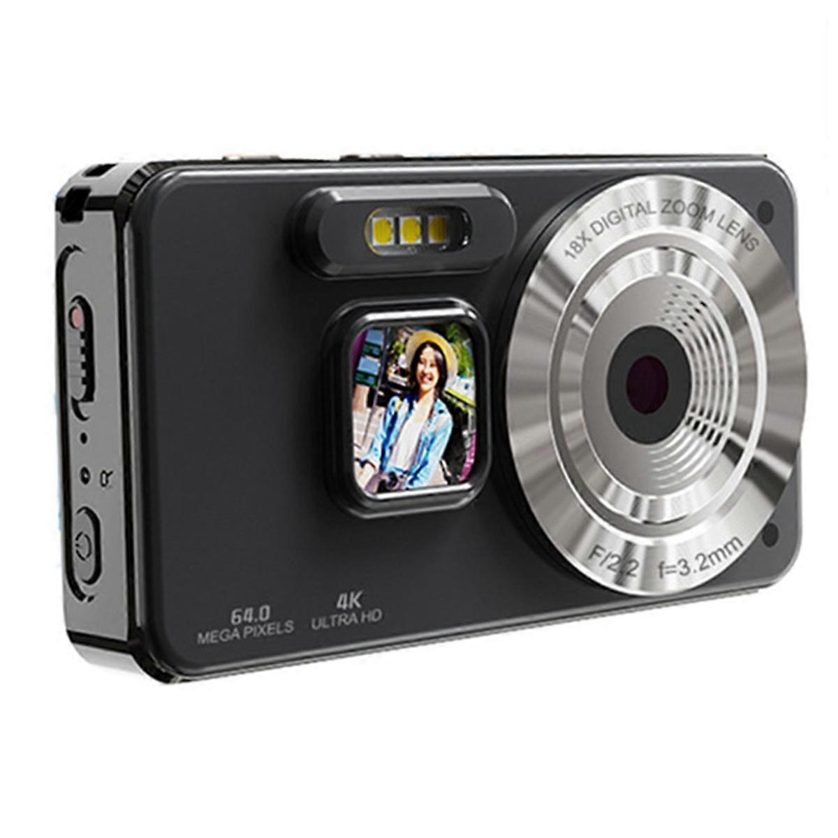 Children'S Digital Camera Black 4K 30fps HD Video Recorder Fill Lights 2000mAh Long Time Recording Type-C OTG Function