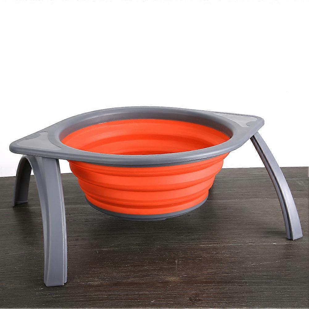 Portable Silicone Folding Fruit Vegetable Strainer Basket Grey Orange