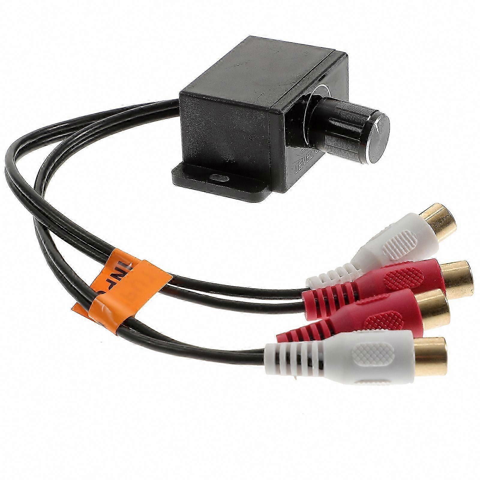 Car Stereo Amplifier Gain Level Bass Audio Volume Control Knob with 2 RCA Connectors