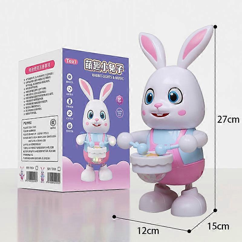 Dancing Robot Rabbit Toy med LED-lampor - Musikalisk elektronisk kanin för barns födelsedagspresent