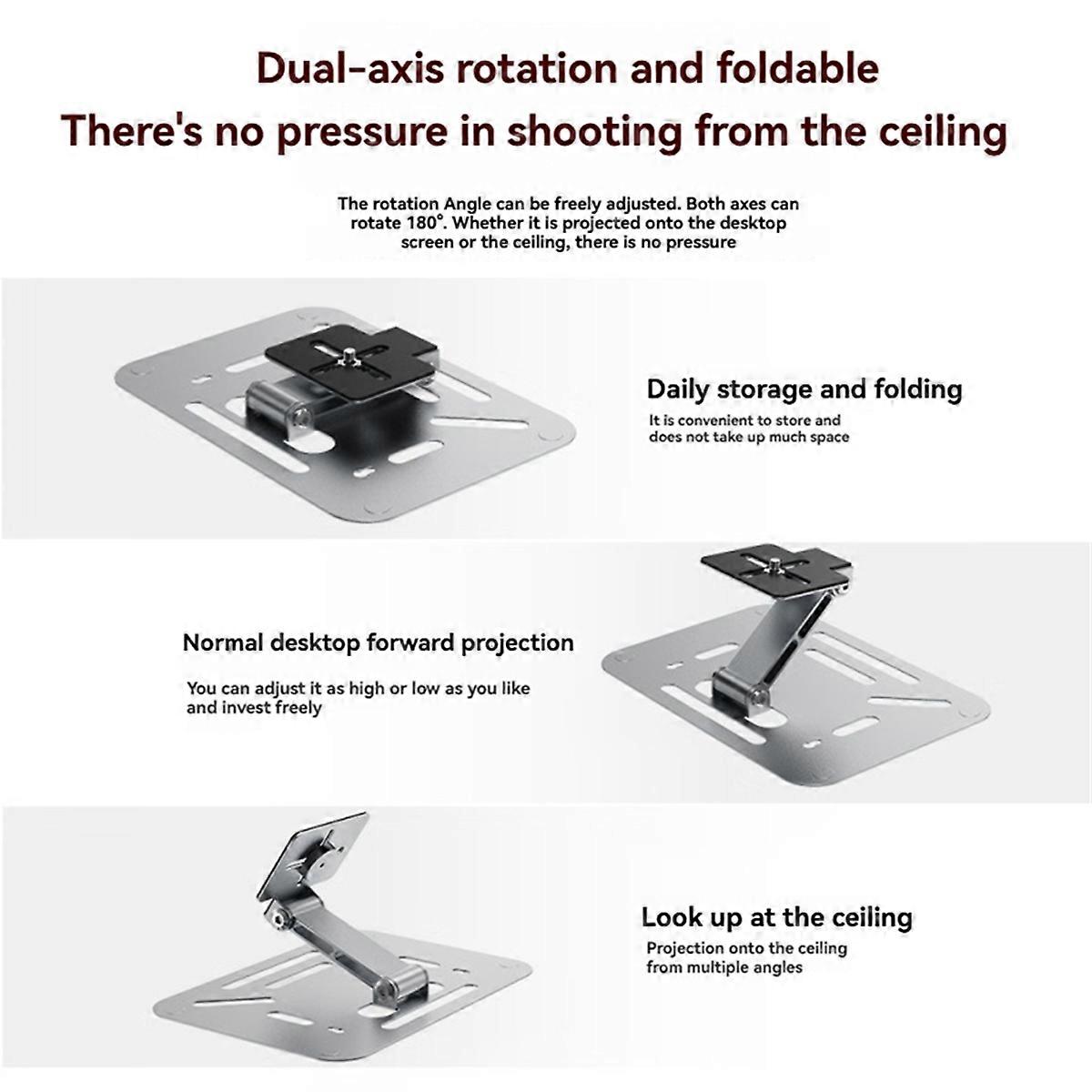 Foldable Projector Stand Desk, Wall and Ceiling Mount Bracket with 180-Degree Rotation for Home Theater Projector Black