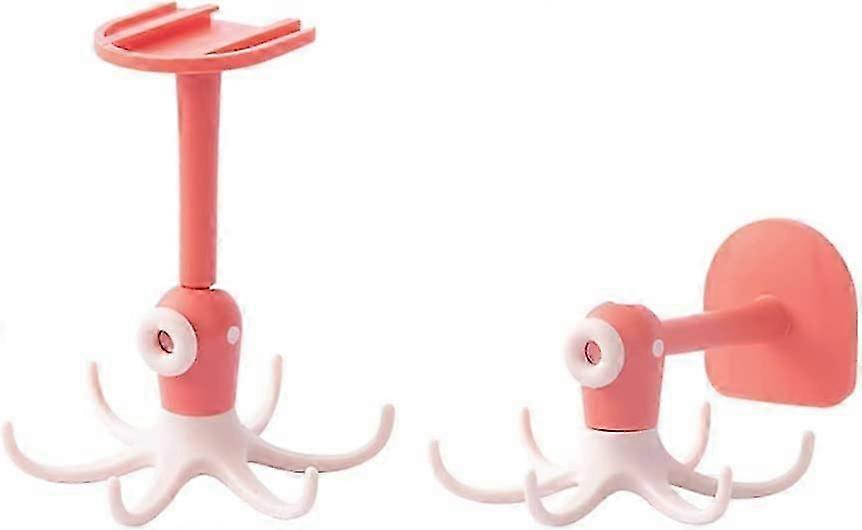 Utensil Holder Hanger Hook with 6 Rotatable Claws Kitchen Utensil Hanger No Drilling Self Adhesive Hook 360 Degrees Rotating Folding Wall Mounted Cook