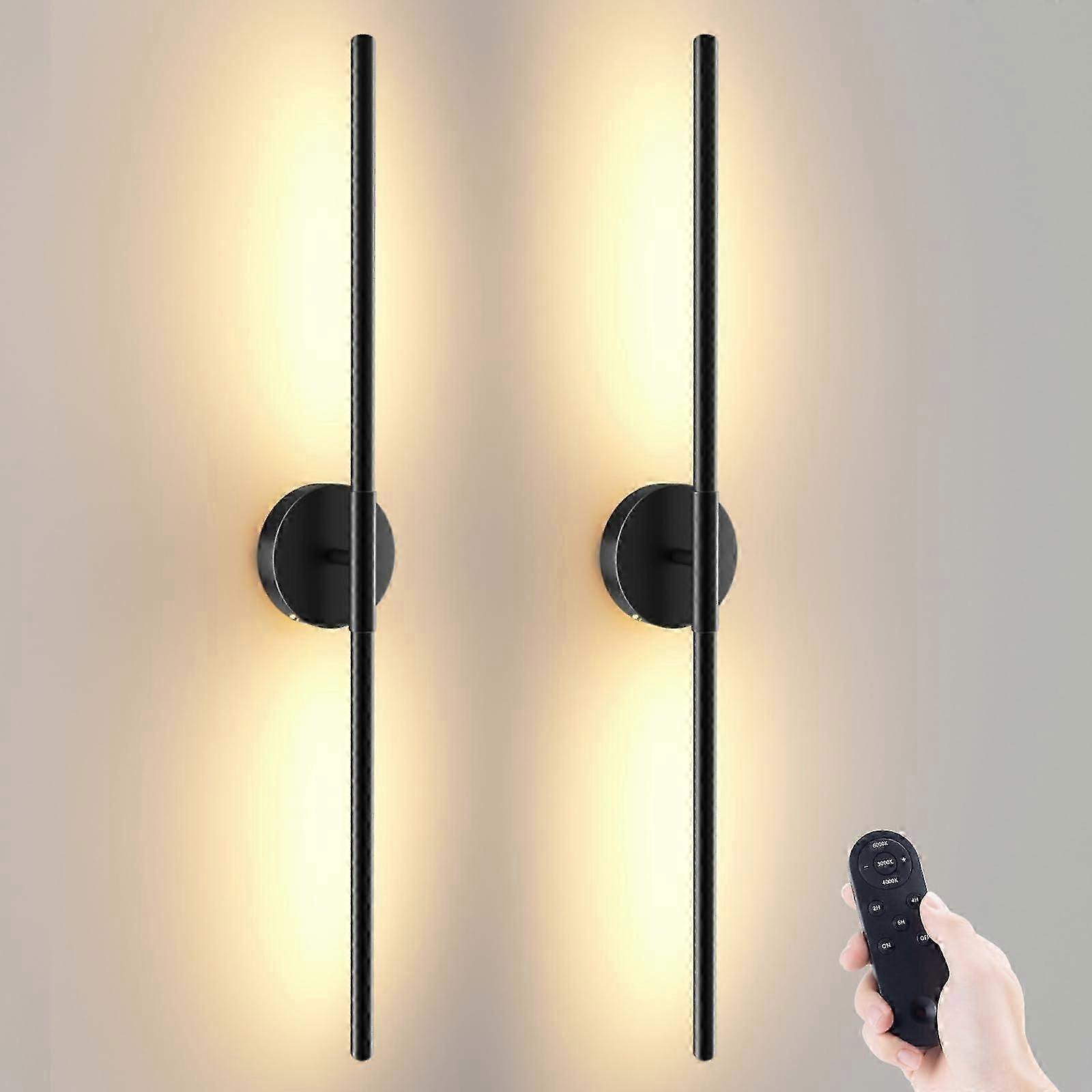 2 Set Wall Sconces Battery Powered Wireless Rechargeable Dimmable Removable Wall Lights 27.6 Inch