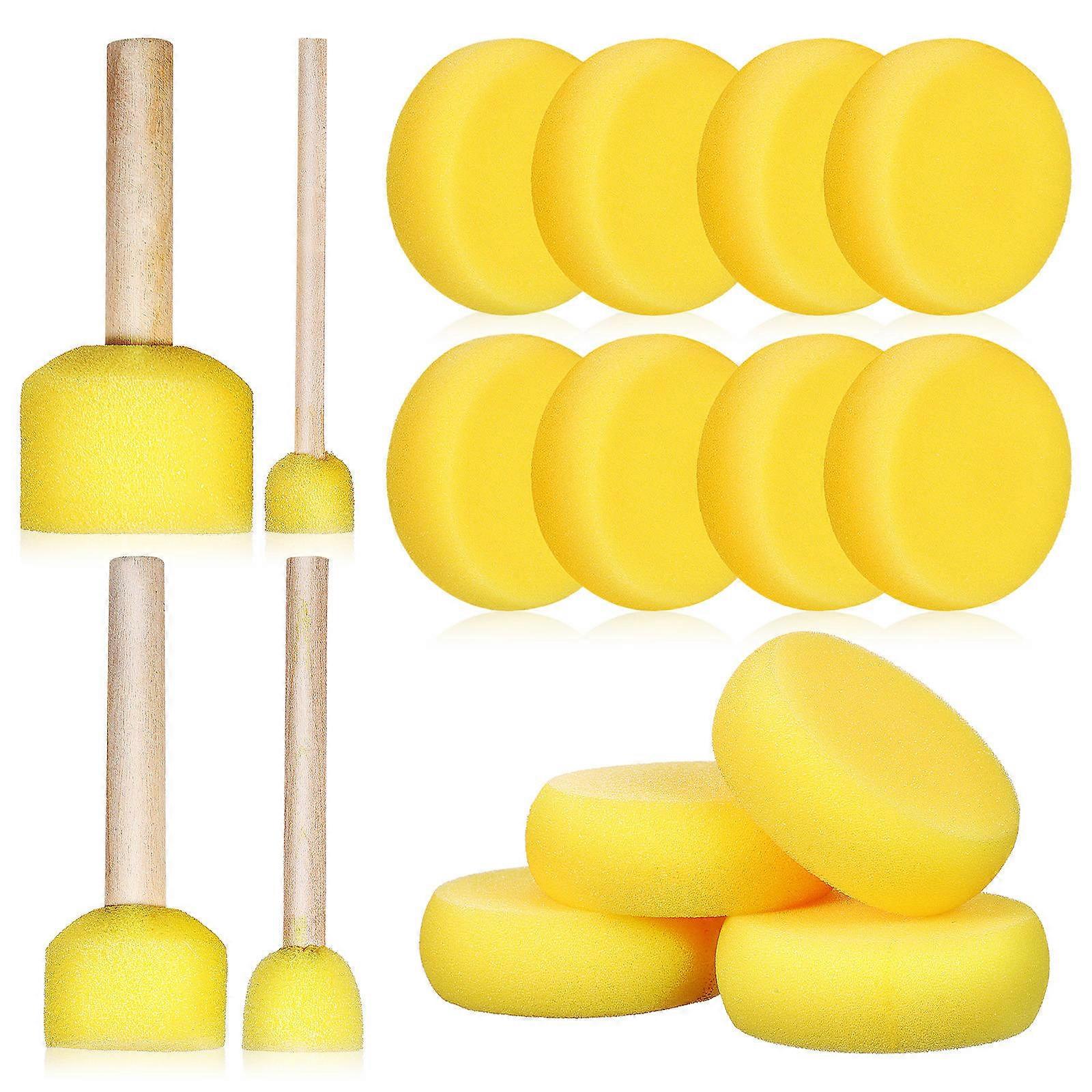 Round Sponge Painting Tools Yellow Foam Brushes for Painting Use 3Sets