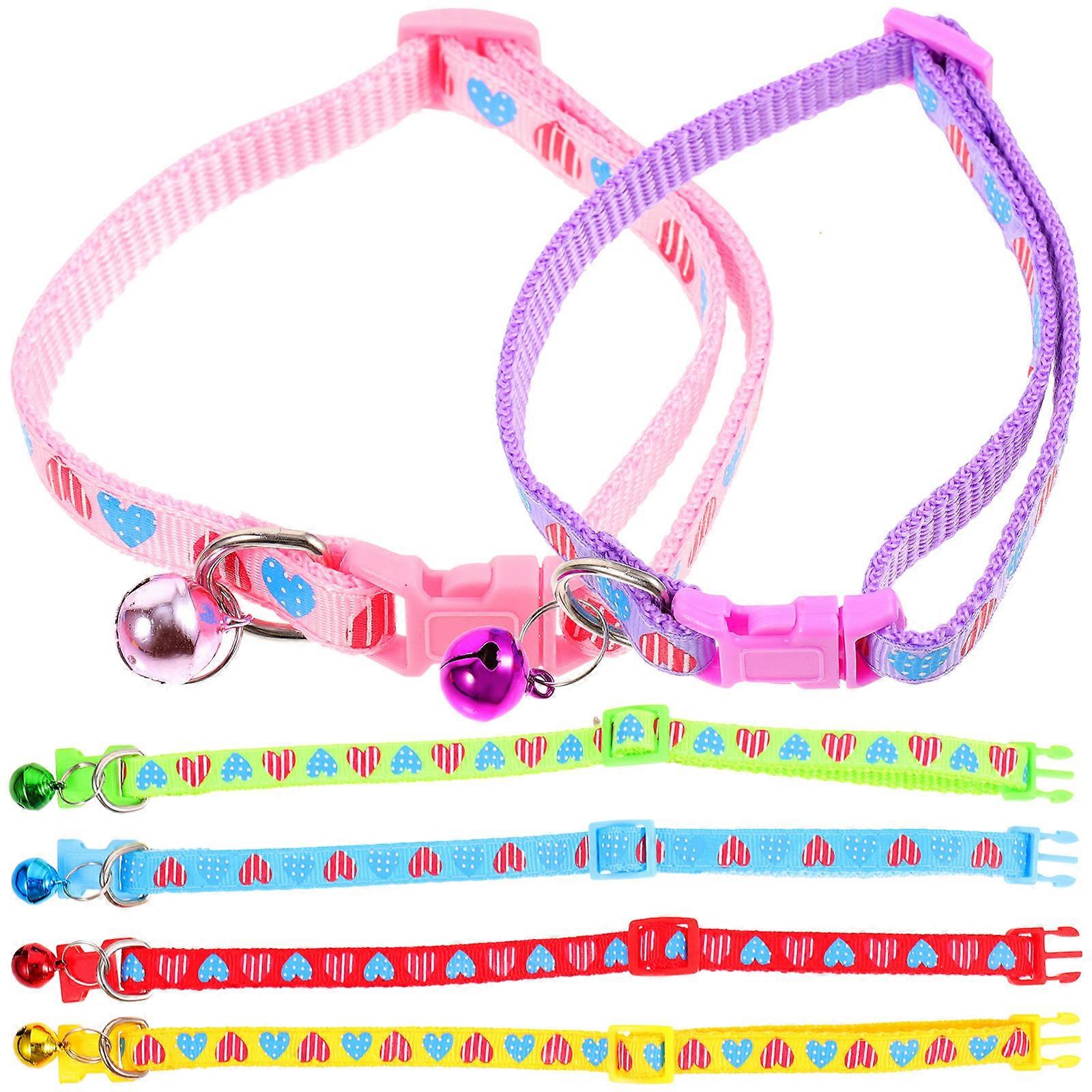 Reusable Nylon Love Heart Cat Collar for Pet Use 6Pcs Assorted Colors