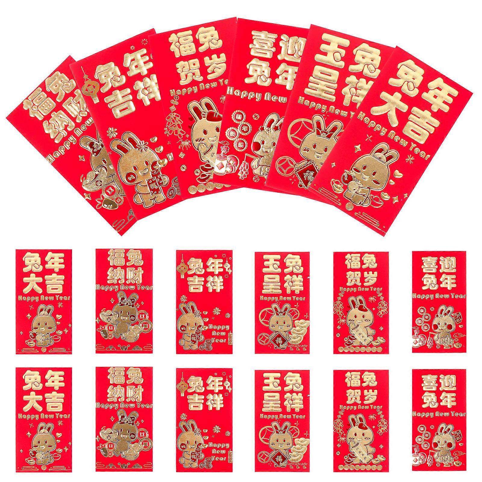 Rabbit Year Red Packet Paper Red Envelope for Storage 36Pcs Gift Bags
