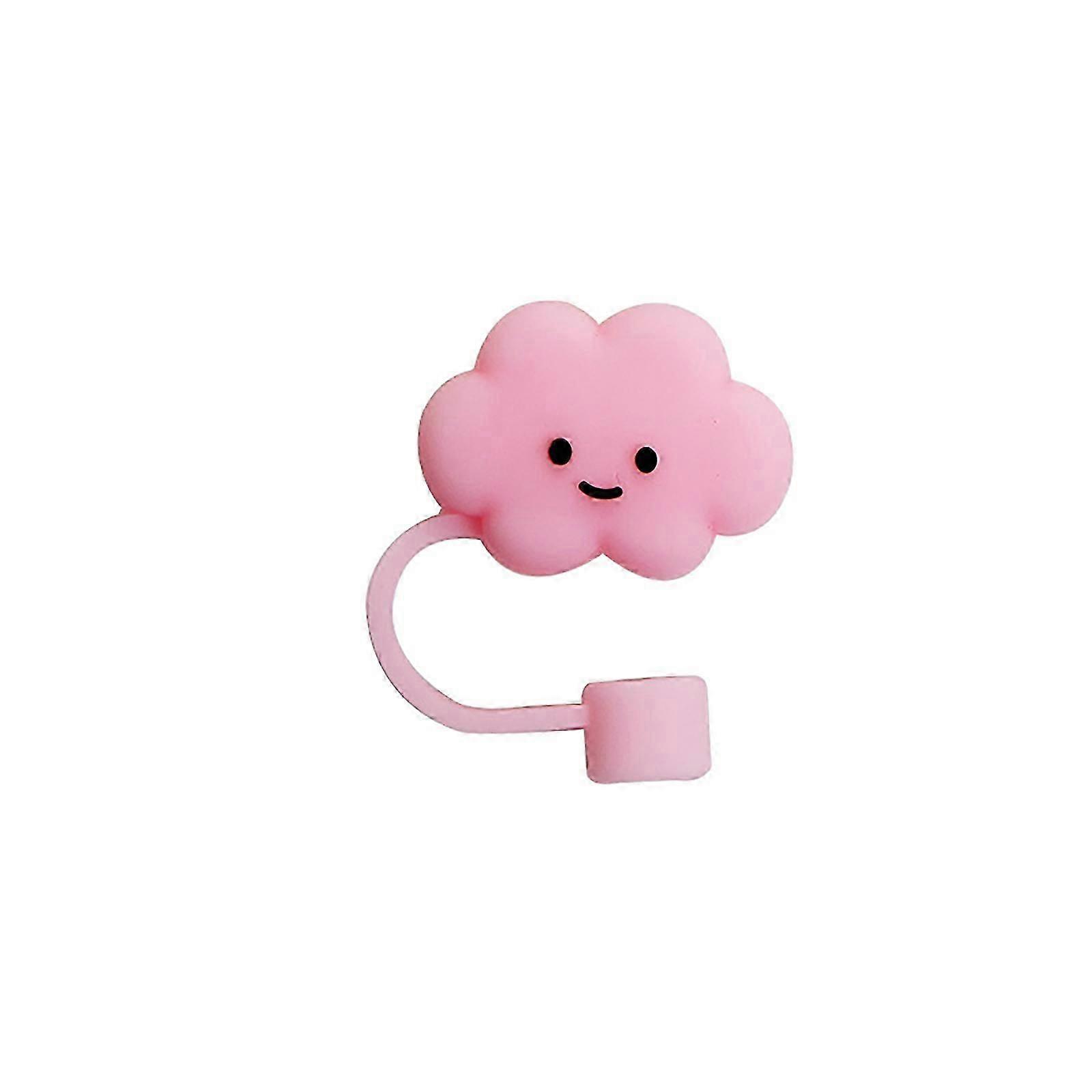 (1pcs/pink cloud) Silicone straw cap