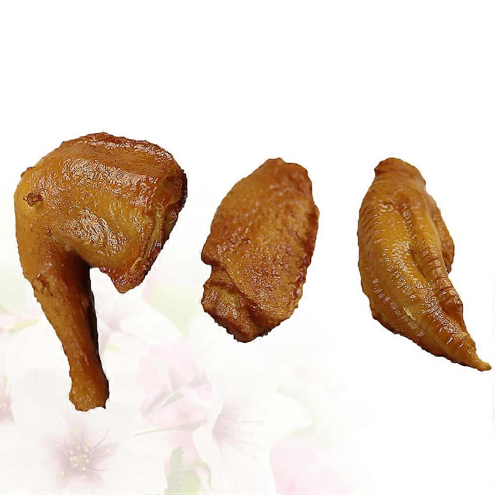 Simulation Food Drumstick Model for Decoration 3Pcs Light Brown Plastic Set