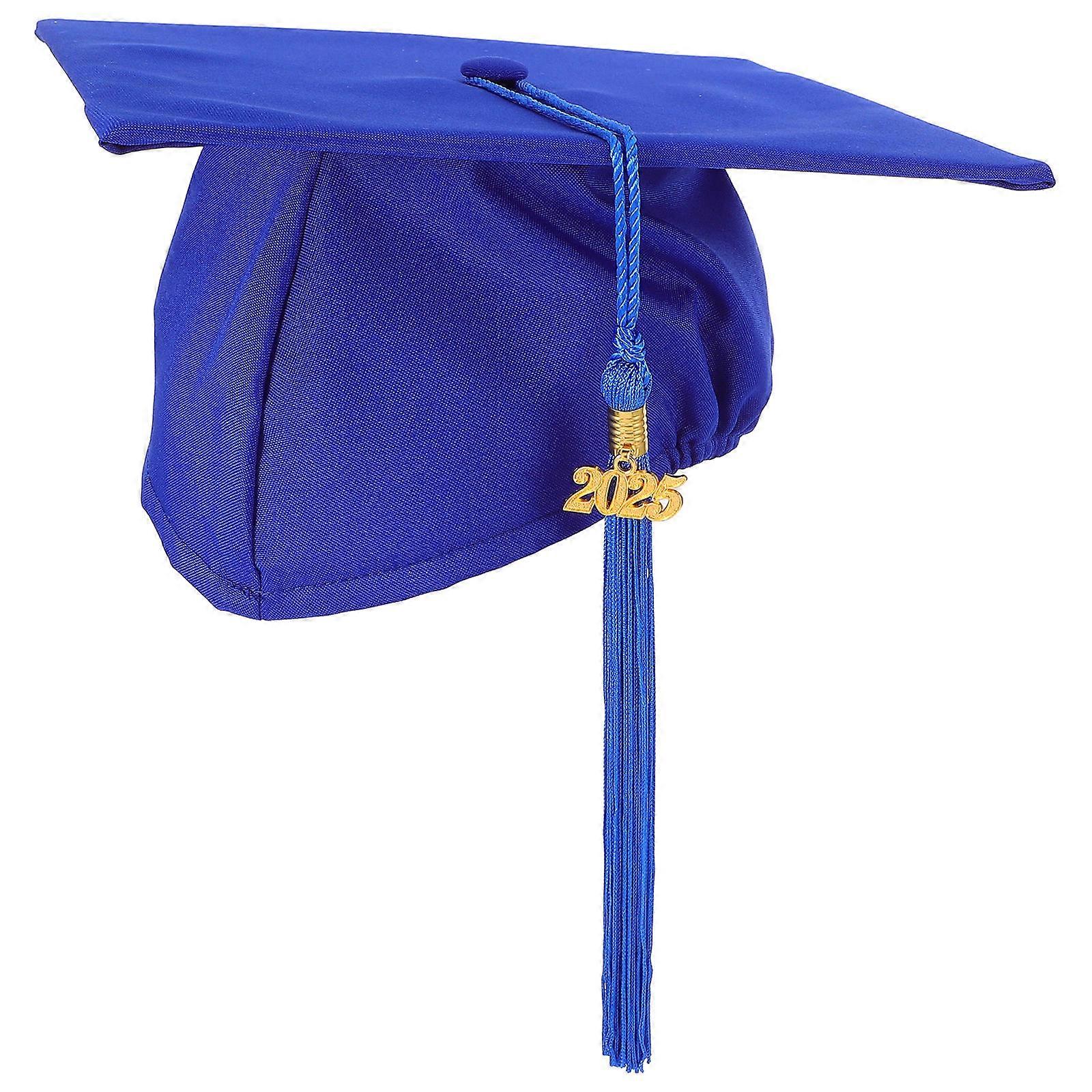 Graduation Cap for Adults Adjustable with Tassel Blue Polyester 2025