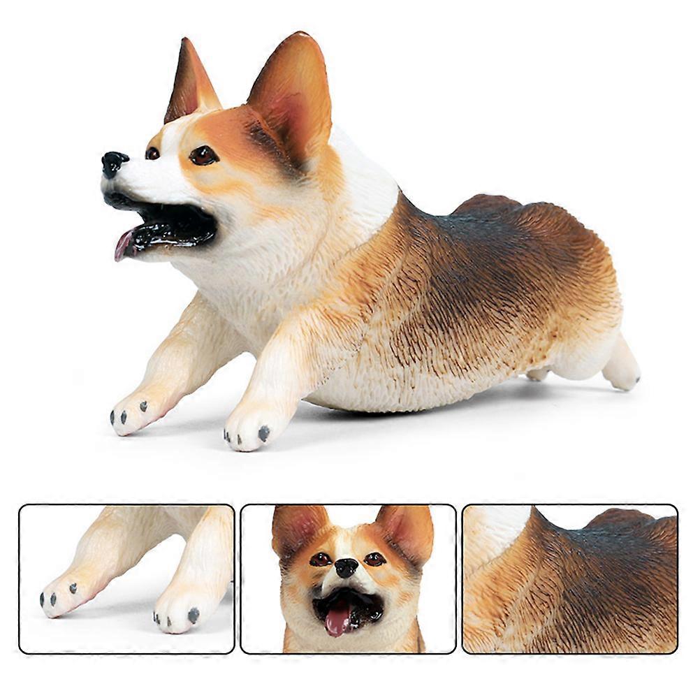 Corgi Model Desktop Ornament for Decoration 2Pcs Simulation Figurines