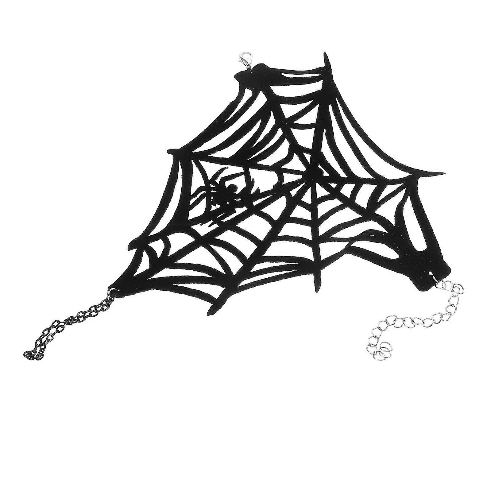 Spider Web Fingerless Gloves for Halloween 4Pcs Punk Style Wristbands