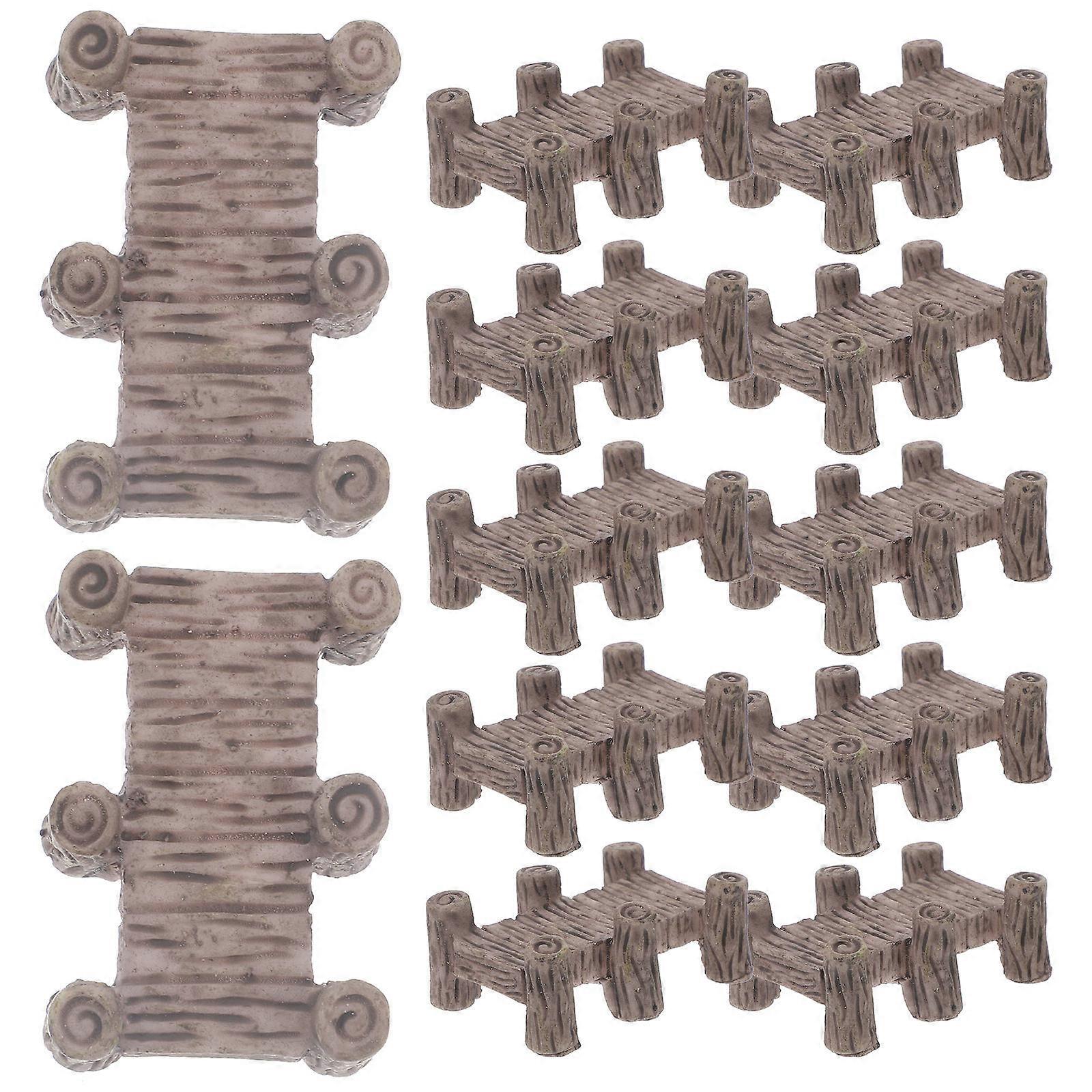 Miniature Bridge Model for Decoration 24Pcs Brown Resin Craft Set
