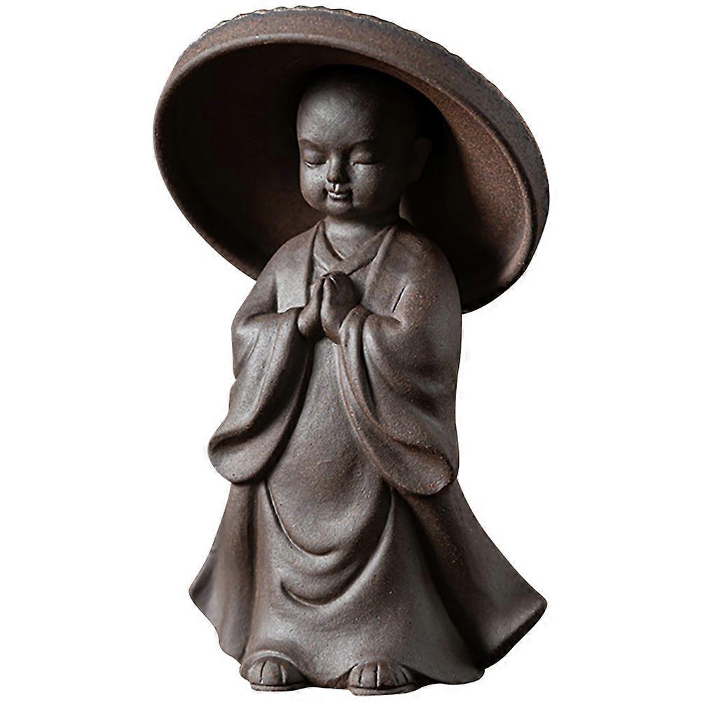 Small Tea Pet Ceramic Monk Figurine for Decoration 2Pcs