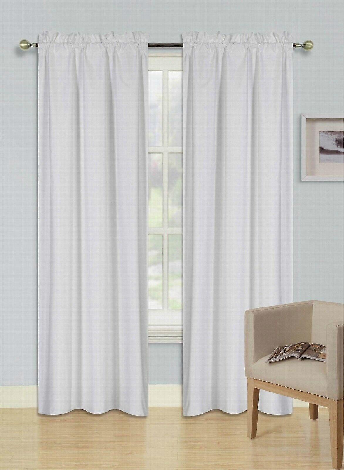 SAMIMPORT-2011 White Solid Foam Backing Blackout Curtains, 35” x 84”
